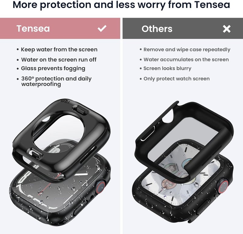 Tensea (2 in 1) for Waterproof Apple Watch Screen Protector Case 40mm SE 3/SE 2nd Generation/SE/Series 6/5/4 Accessories, 360 Front and Back, iWatch Face Cover with Tempered Glass for Women Men, 40 mm - Image 2